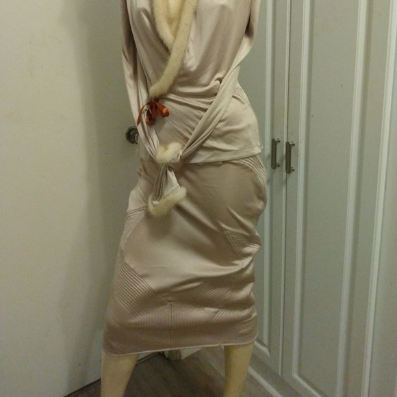 ❤️ICONIC TOM FORD YSL YVES SAINT LAURENT RIVE GAUCHE SILK MINK RUNWAY SKIRT SUIT - Picture 4 of 15